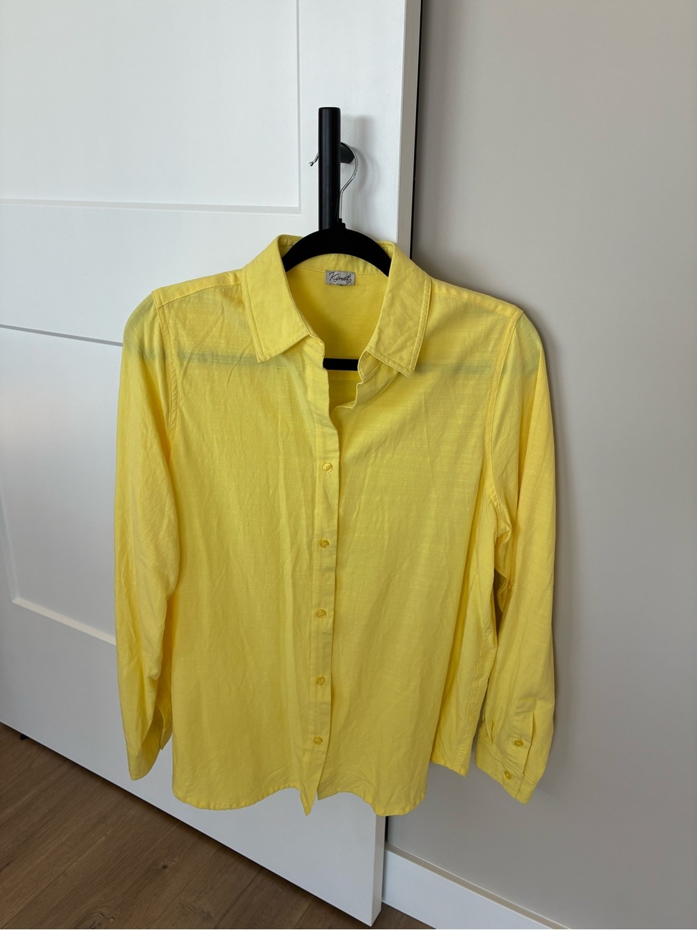 Kismet Yellow Lightweight women’s button down shirt.